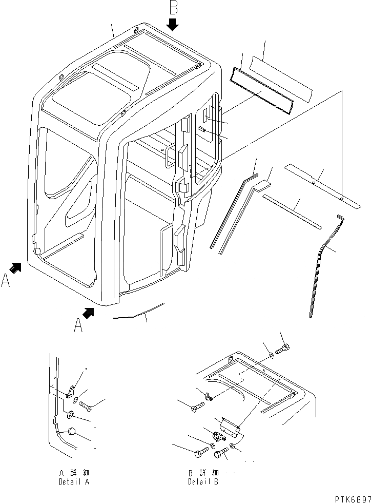 Схема запчастей Komatsu PC27MR-1 - КАБИНА (/) (КАБИНА) КАБИНА ОПЕРАТОРА И СИСТЕМА УПРАВЛЕНИЯ