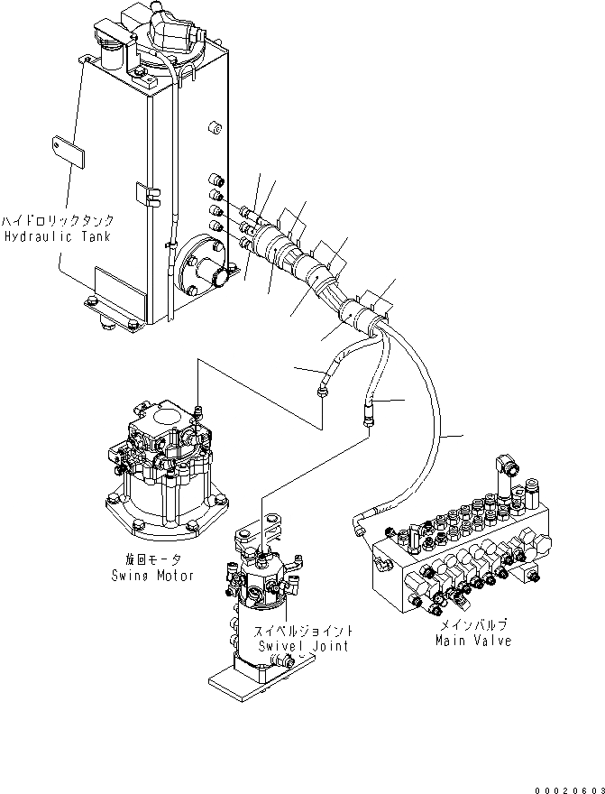 Схема запчастей Komatsu PC27MR-2-A - ВОЗВРАТН. ЛИНИЯ ГИДРАВЛИКА