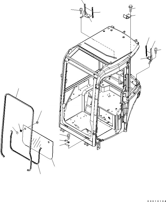 Схема запчастей Komatsu PC27MR-2-B - КАБИНА (/8) (ПЕРЕДН. НИЖН. СТЕКЛА) КАБИНА ОПЕРАТОРА И СИСТЕМА УПРАВЛЕНИЯ