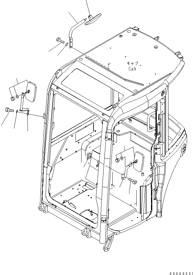 Схема запчастей Komatsu PC27MR-3 - ЗЕРКАЛА ЗАДН. ВИДА(КАБИНА)(№-) ЧАСТИ КОРПУСА