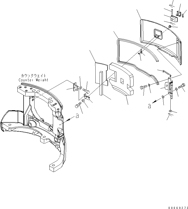 Схема запчастей Komatsu PC27MR-3 - КАПОТ(№-) ЧАСТИ КОРПУСА