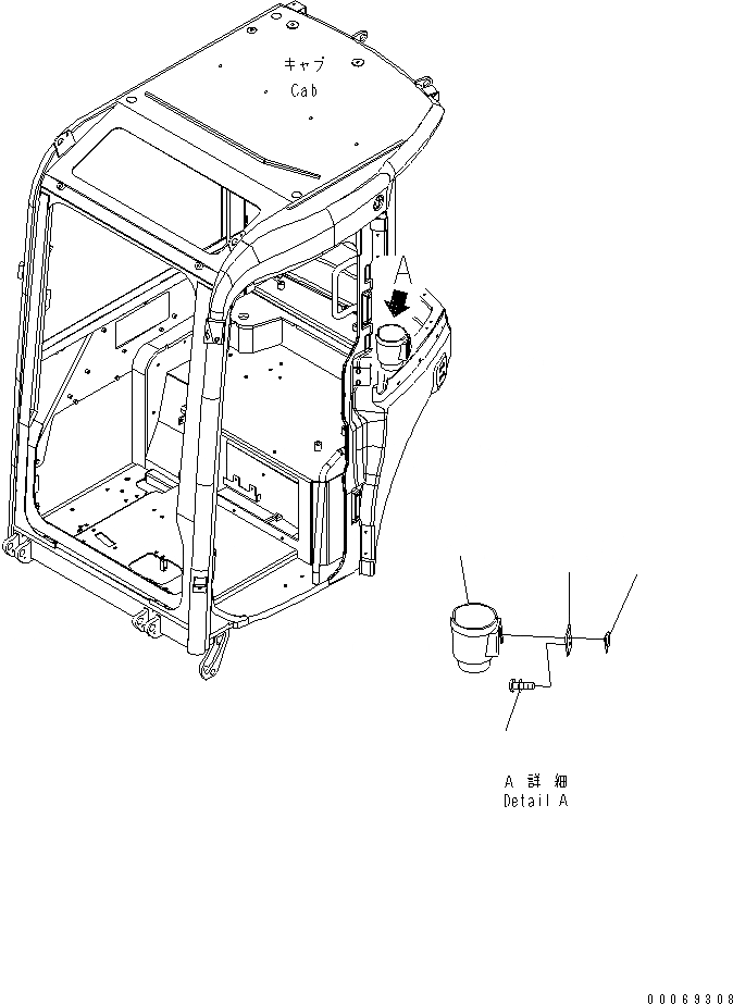 Схема запчастей Komatsu PC27MR-3 - КАБИНА (ПОДСТАКАННИК)(№-) КАБИНА ОПЕРАТОРА И СИСТЕМА УПРАВЛЕНИЯ