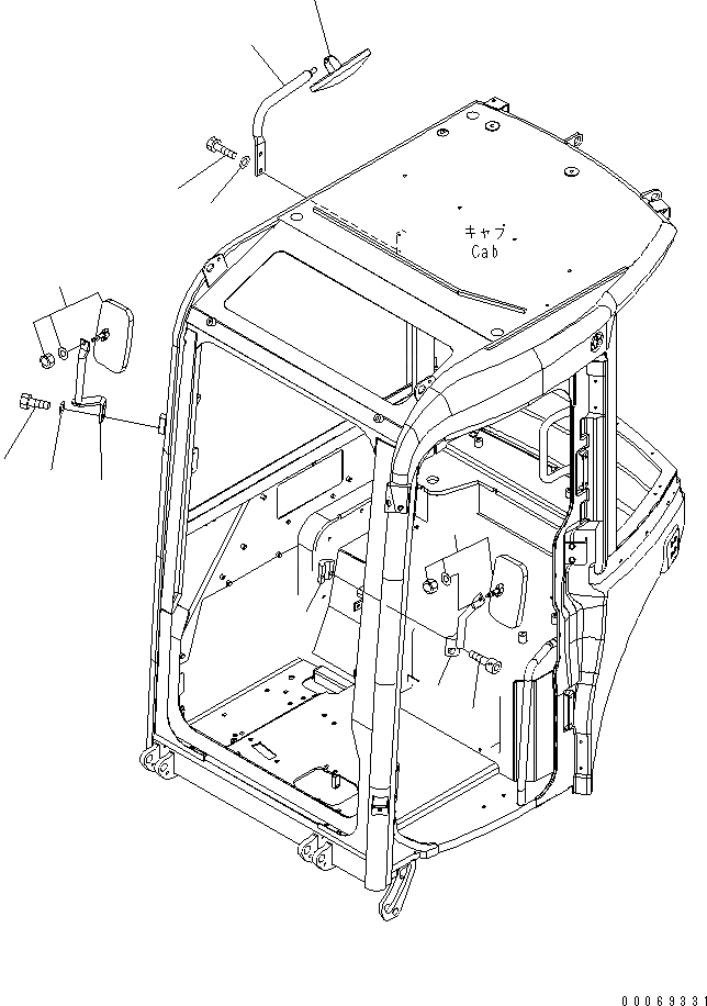 Схема запчастей Komatsu PC27MR-3 - ЗЕРКАЛА ЗАДН. ВИДА(КАБИНА)(№-) ЧАСТИ КОРПУСА