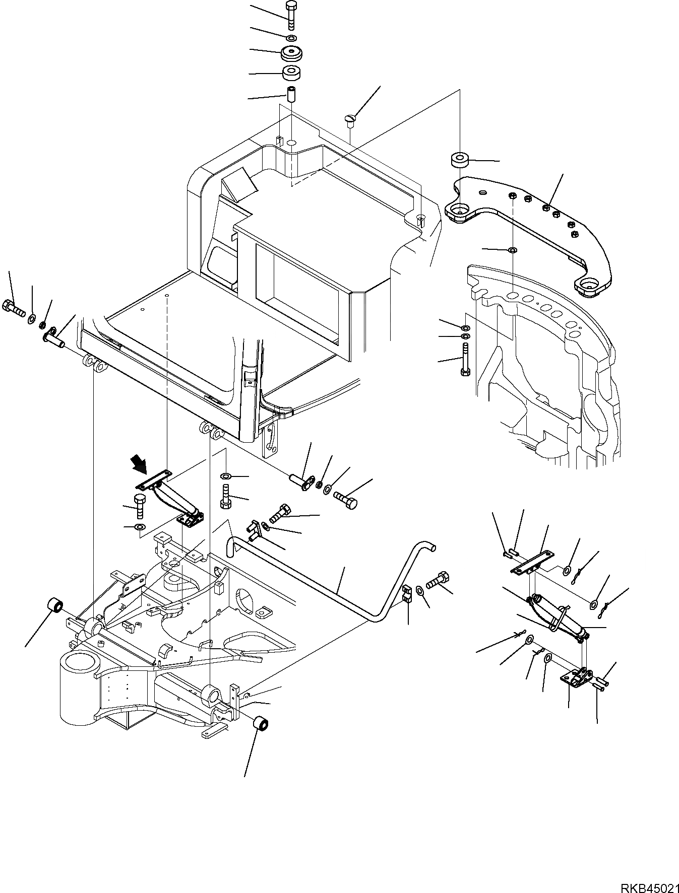 Схема запчастей Komatsu PC27MR-2 - КАБИНА КРЕПЛЕНИЕ (/) ЧАСТИ КОРПУСА И КАБИНА