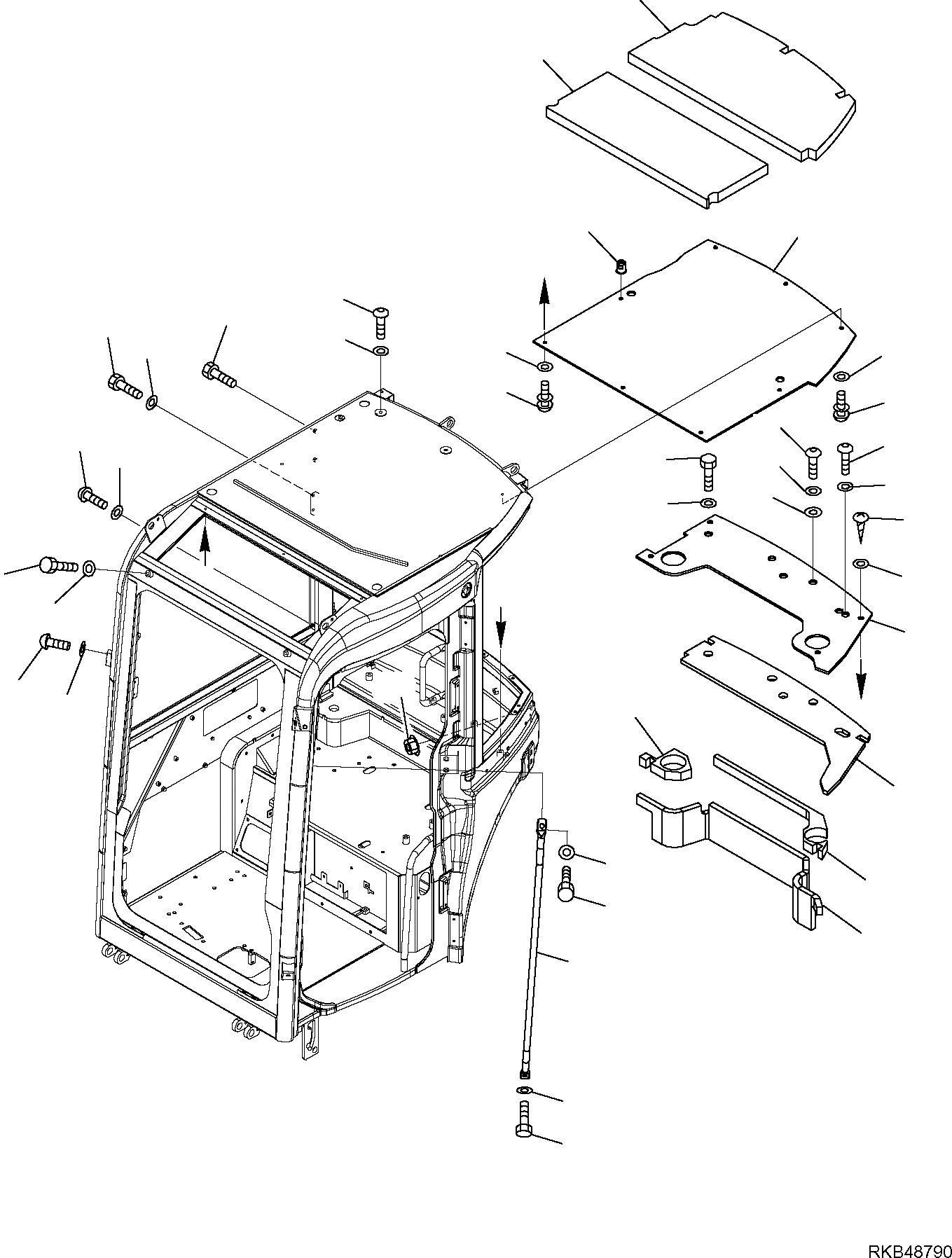 Схема запчастей Komatsu PC27MR-2 - КАБИНА (8/8) ЧАСТИ КОРПУСА И КАБИНА