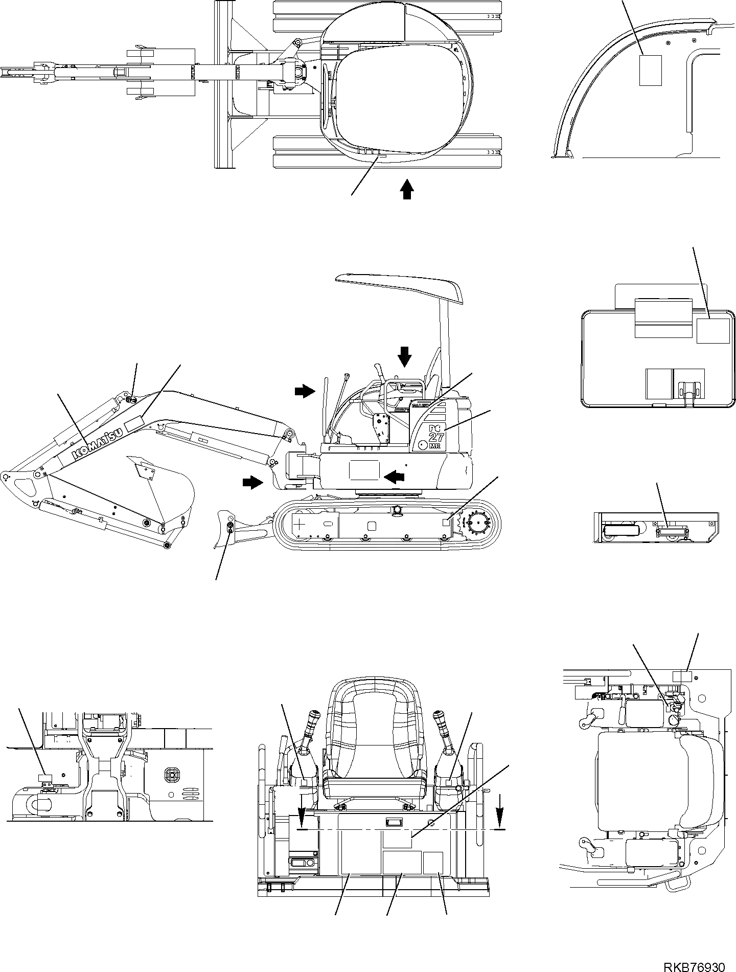 Схема запчастей Komatsu PC27MR-2 - МАРКИРОВКА (НАВЕС) (/) МАРКИРОВКА