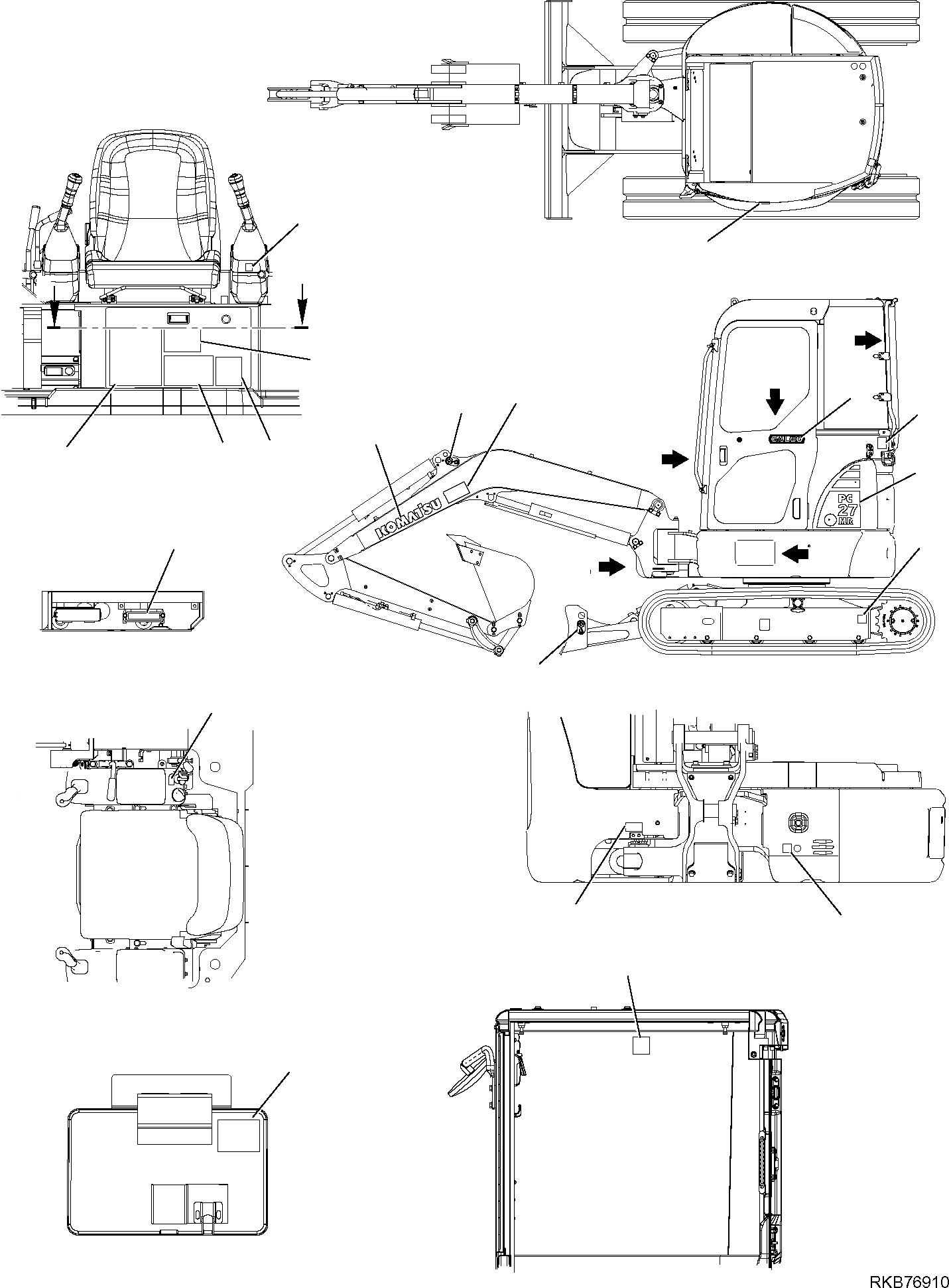 Схема запчастей Komatsu PC27MR-2 - МАРКИРОВКА (КАБИНА) (/) МАРКИРОВКА