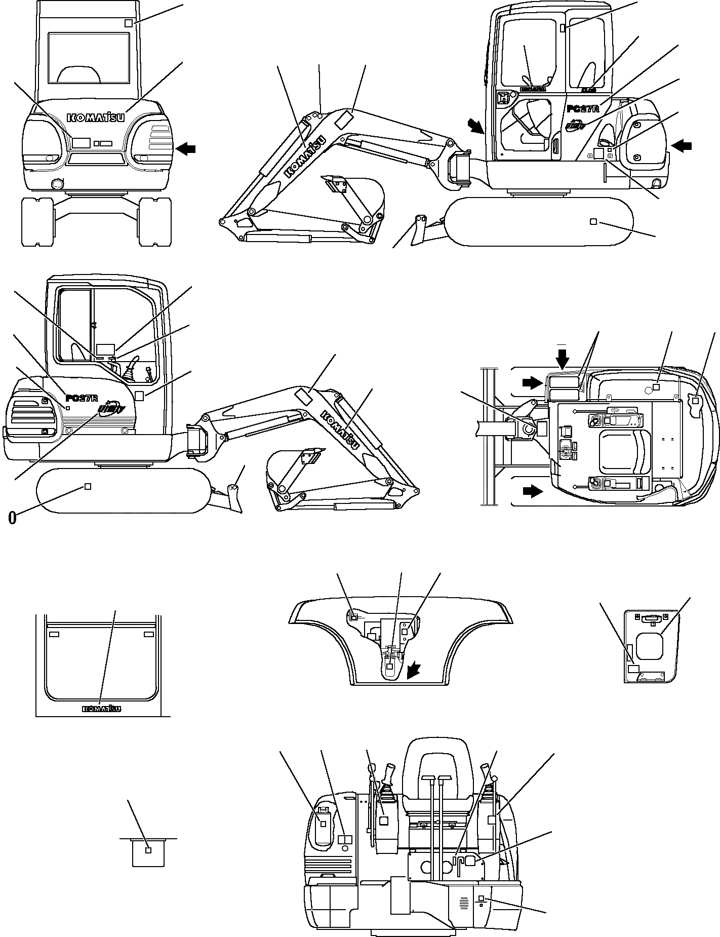 Схема запчастей Komatsu PC27R-8 - МАРКИРОВКА (КАБИНА) МАРКИРОВКА