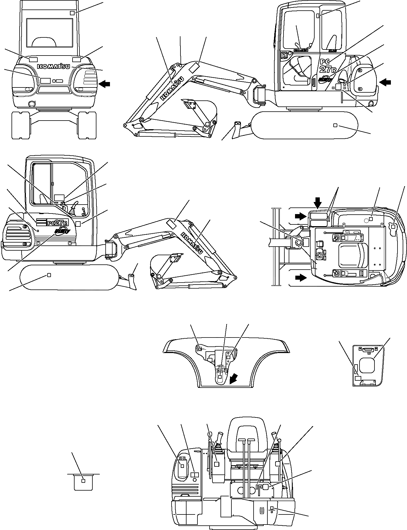 Схема запчастей Komatsu PC27R-8 - МАРКИРОВКА (КАБИНА) МАРКИРОВКА