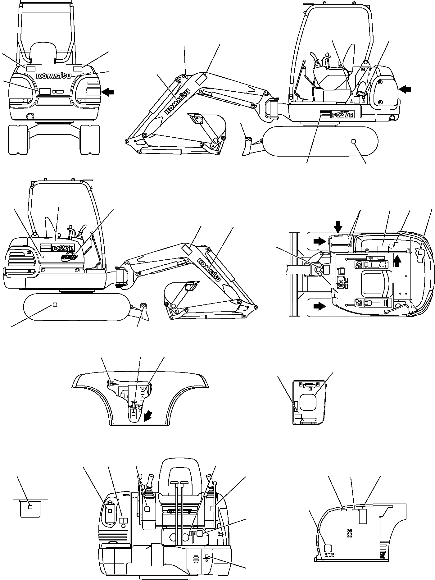 Схема запчастей Komatsu PC27R-8 - МАРКИРОВКА (НАВЕС) МАРКИРОВКА