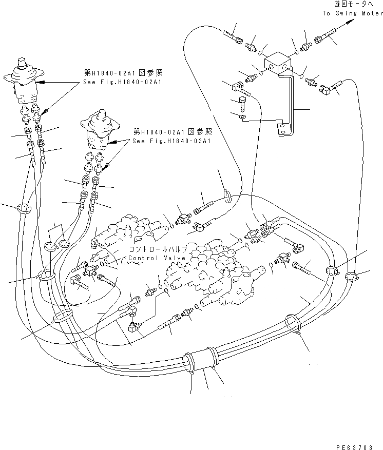 Схема запчастей Komatsu PC28UD-2 - P.P.C. ЛИНИЯ (/) (KOMATSU PATTERN)(№8-) ГИДРАВЛИКА