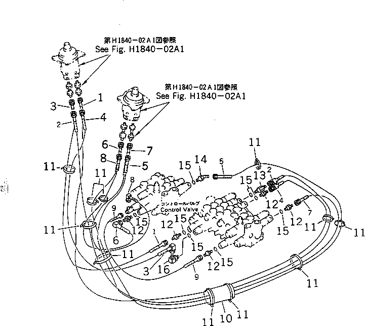 Схема запчастей Komatsu PC28UD-2 - P.P.C. ЛИНИЯ (/) (JIS PATTERN)(№7798-8) ГИДРАВЛИКА