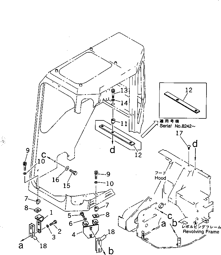 Схема запчастей Komatsu PC28UD-2 - КАБИНА (КРЕПЛЕНИЕ) (7/7) КАБИНА ОПЕРАТОРА И СИСТЕМА УПРАВЛЕНИЯ