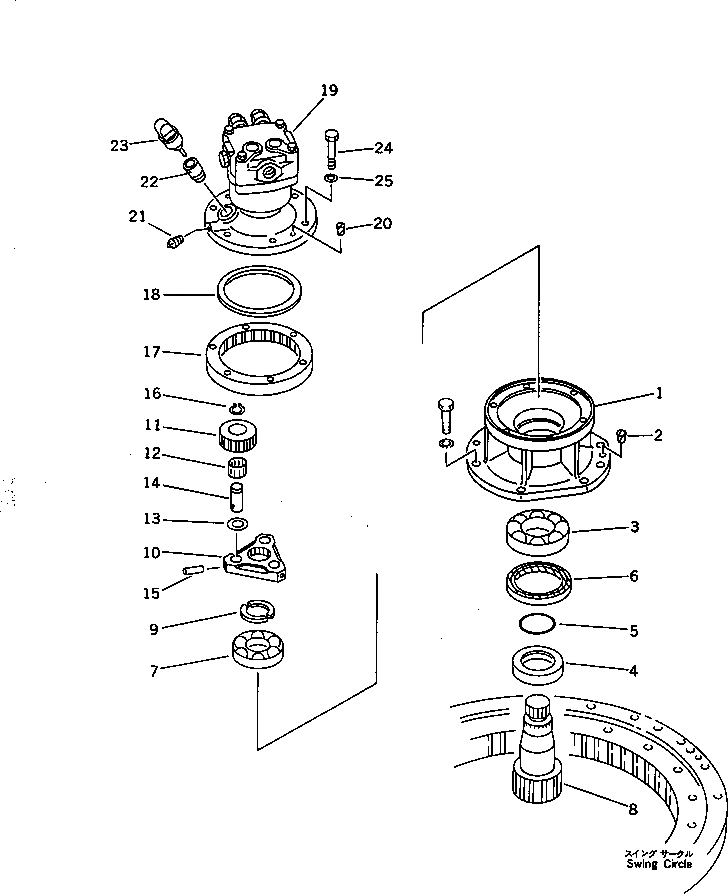 Схема запчастей Komatsu PC28UG-2 - МЕХАНИЗМ ПОВОРОТА (ВНУТР. ЧАСТИ)(№7-8) ПОВОРОТН. КРУГ И КОМПОНЕНТЫ