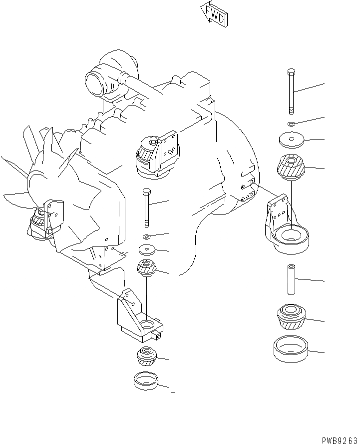 Схема запчастей Komatsu PC290LC-6K - КРЕПЛЕНИЕ ДВИГАТЕЛЯ КОМПОНЕНТЫ ДВИГАТЕЛЯ