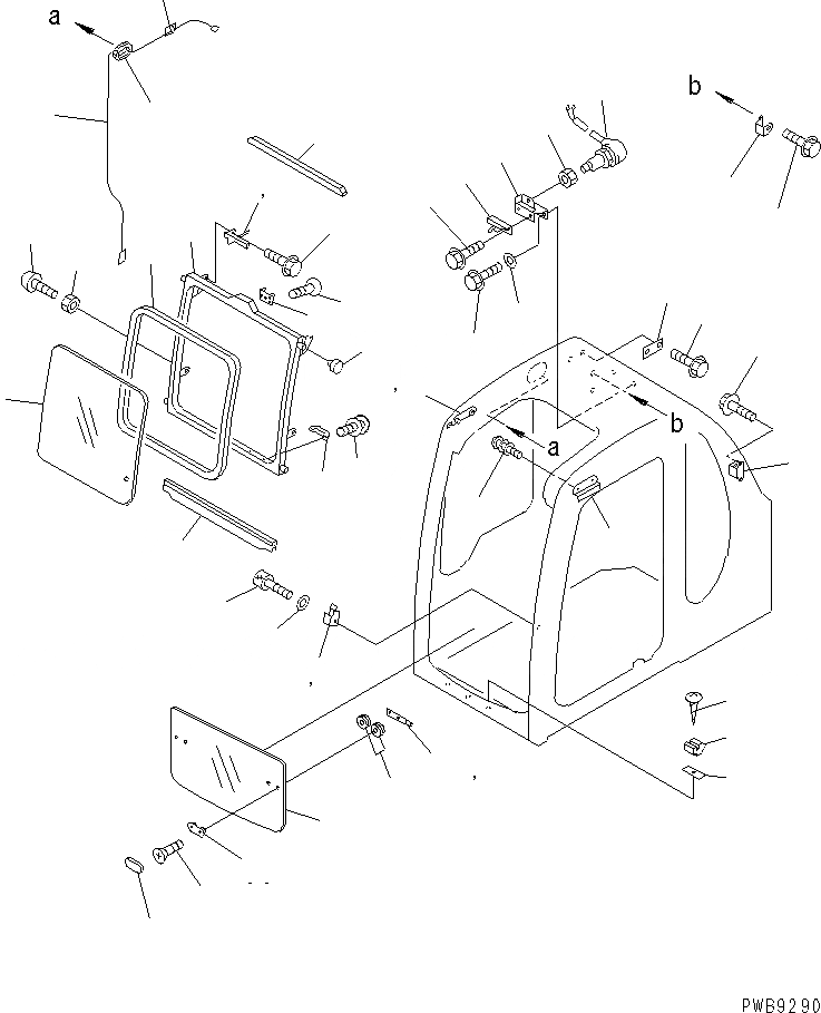 Схема запчастей Komatsu PC290LC-6K - КАБИНА (/7) (ПЕРЕДН. ОКНА) КАБИНА ОПЕРАТОРА И СИСТЕМА УПРАВЛЕНИЯ