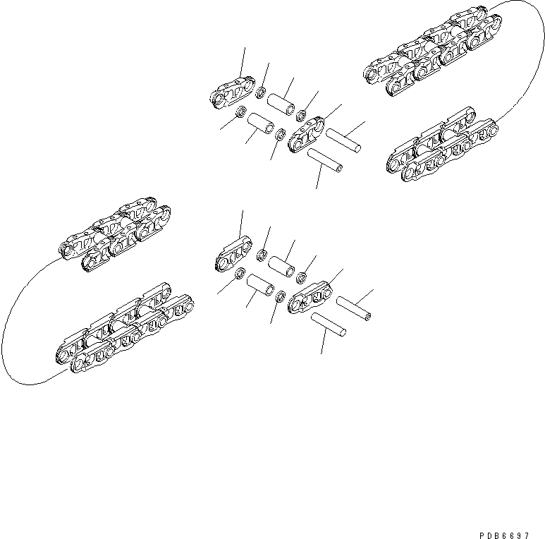 Схема запчастей Komatsu PC290LC-6K - ГУСЕН. ЦЕПЬ (9 SET) (ПОСТАВЛЯЕМЫЕ ЧАСТИ) ОСНОВН. КОМПОНЕНТЫ И РЕМКОМПЛЕКТЫ