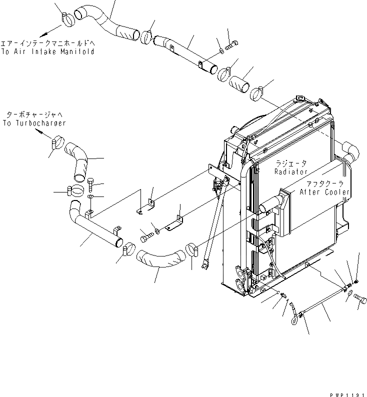 Схема запчастей Komatsu PC290LC-7K - ОХЛАЖД-Е (ТРУБКИ ПОСЛЕОХЛАДИТЕЛЯ)(№K-K9) СИСТЕМА ОХЛАЖДЕНИЯ