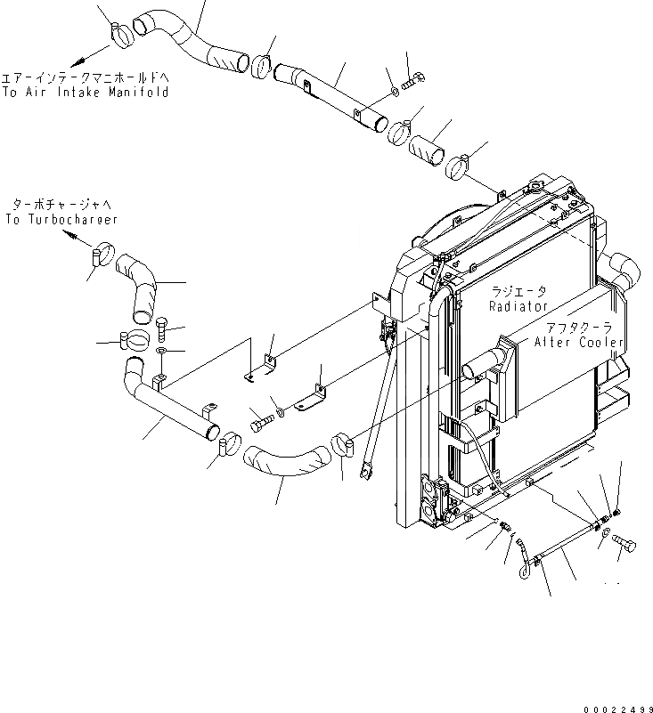 Схема запчастей Komatsu PC290LC-7K - ОХЛАЖД-Е (ТРУБКИ ПОСЛЕОХЛАДИТЕЛЯ)(№K9-) СИСТЕМА ОХЛАЖДЕНИЯ