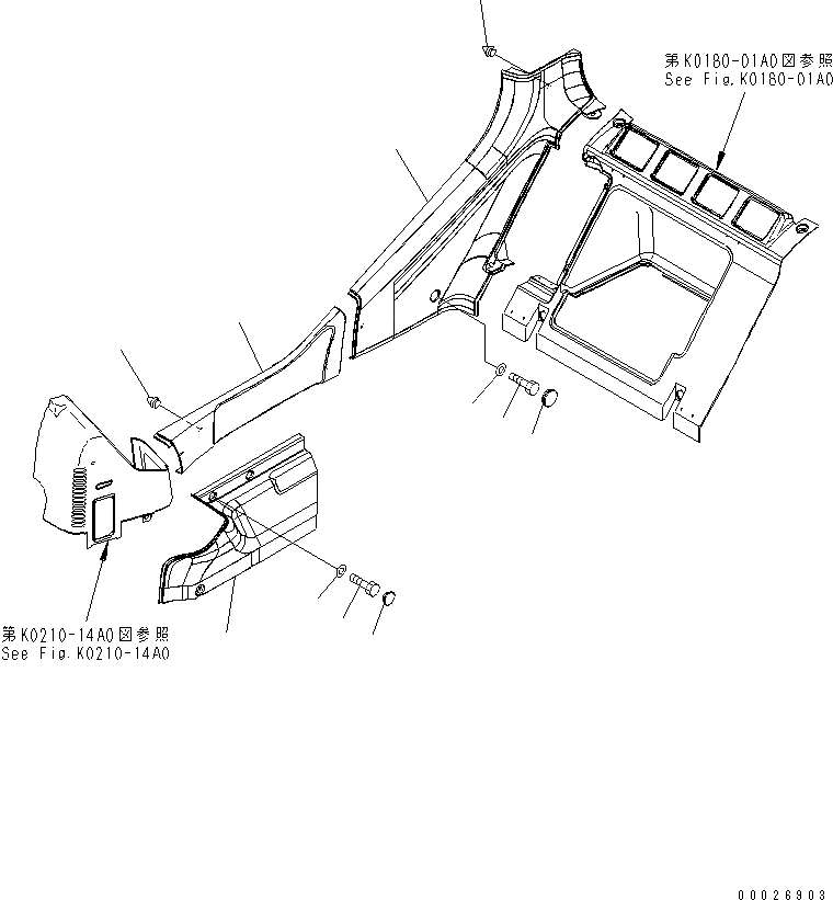 Схема запчастей Komatsu PC290LC-7K - КАБИНА (COVER)(№K-K9) КАБИНА ОПЕРАТОРА И СИСТЕМА УПРАВЛЕНИЯ