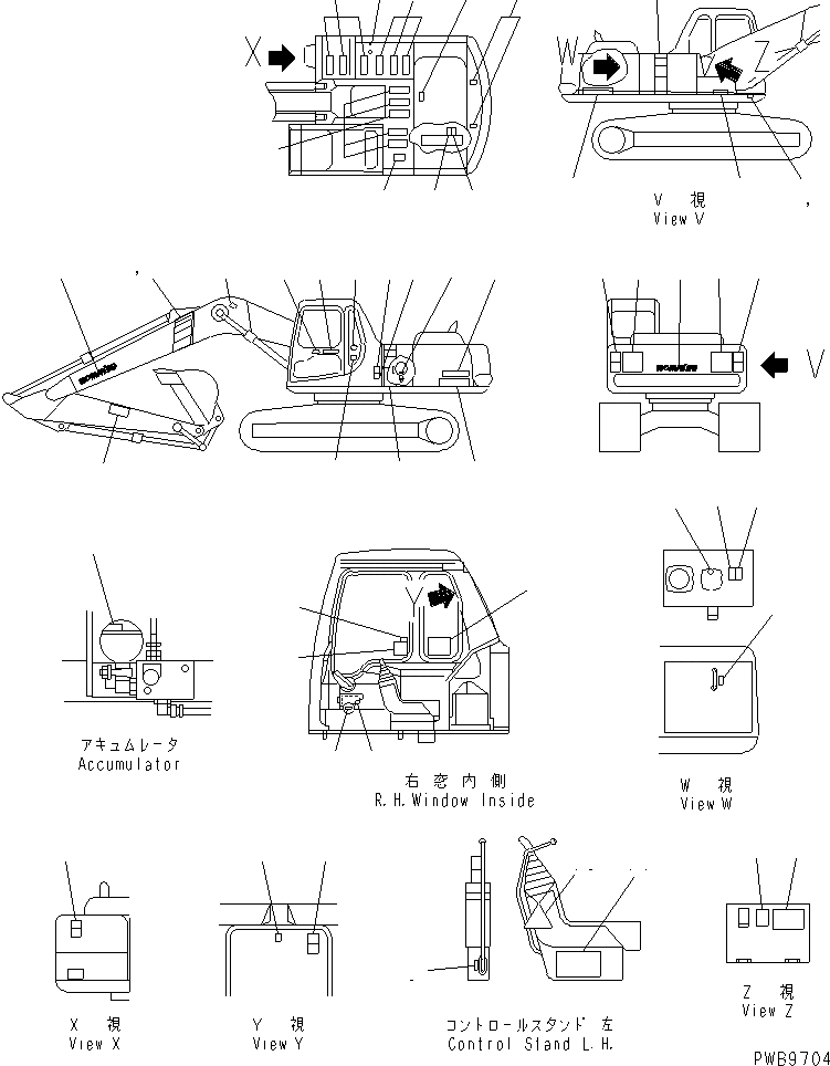 Схема запчастей Komatsu PC290NLC-6K - ТАБЛИЧКИ (АНГЛ.)(№K-K) МАРКИРОВКА