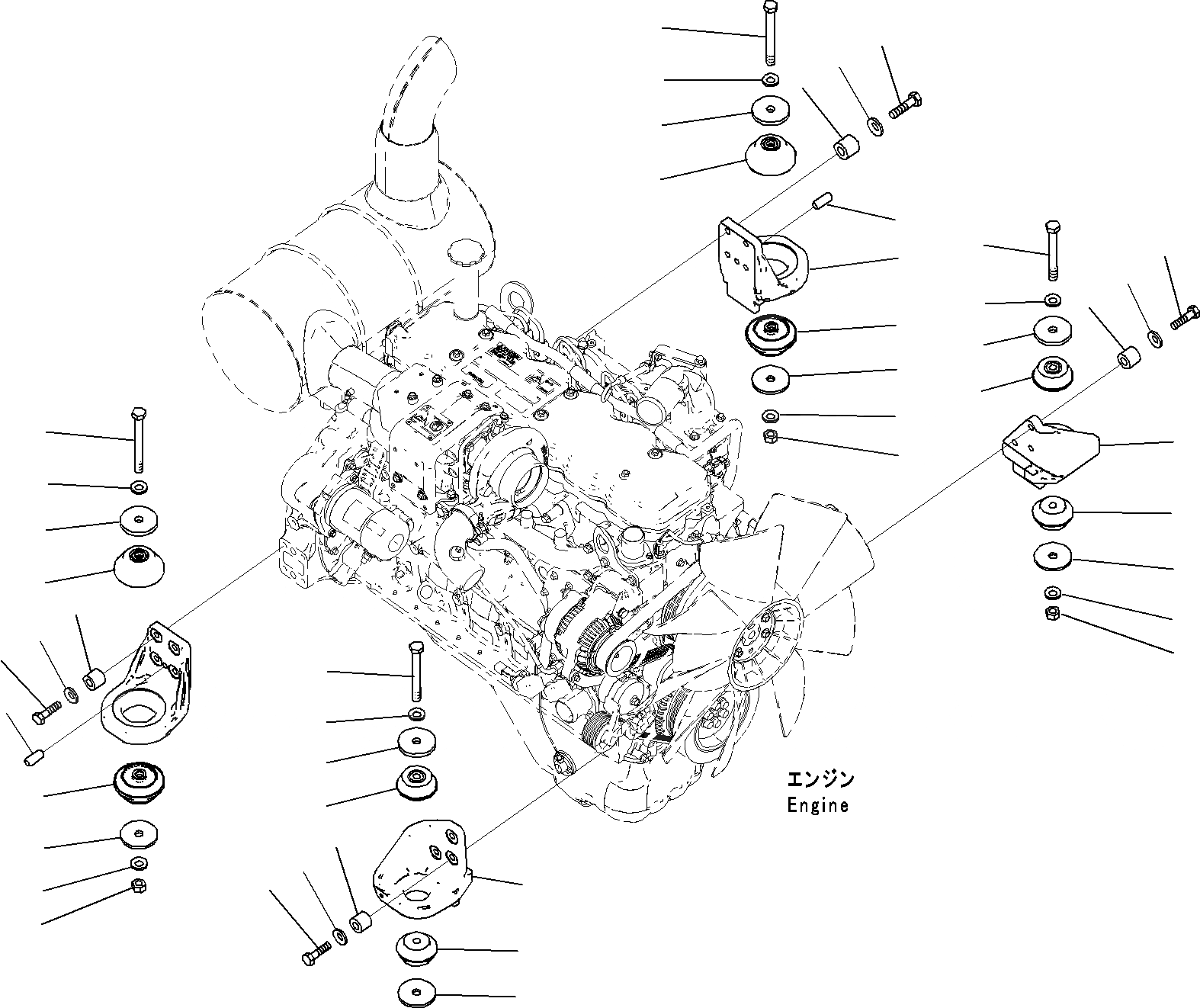 Схема запчастей Komatsu PC290NLC-8K - КРЕПЛЕНИЕ ДВИГАТЕЛЯS B КОМПОНЕНТЫ ДВИГАТЕЛЯ