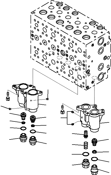 Схема запчастей Komatsu PC290NLC-8K - ОСНОВН. УПРАВЛЯЮЩ. КЛАПАН, ДЛЯ MACHINE С -ДОПОЛН. АКТУАТОР КОНТУР (/) H ГИДРАВЛИКА