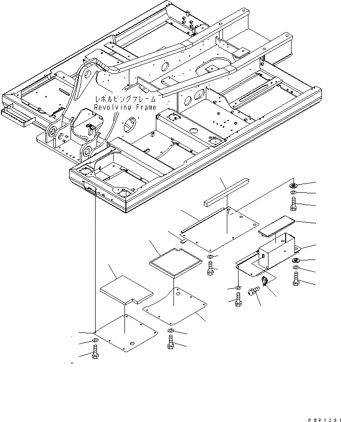 Схема запчастей Komatsu PC290NLC-7K - НИЖН. КРЫШКА (ОСНОВНАЯ РАМА) (/) ЧАСТИ КОРПУСА
