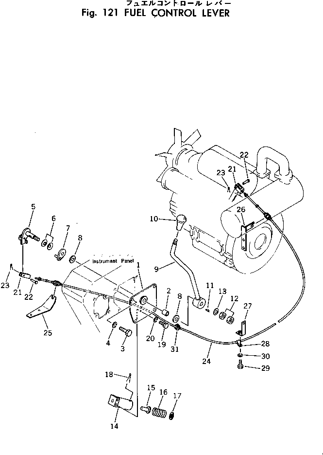 Схема запчастей Komatsu PC30-1 - РЫЧАГ УПРАВЛ-Я ПОДАЧЕЙ ТОПЛИВА КОМПОНЕНТЫ ДВИГАТЕЛЯ И ЭЛЕКТРИКА
