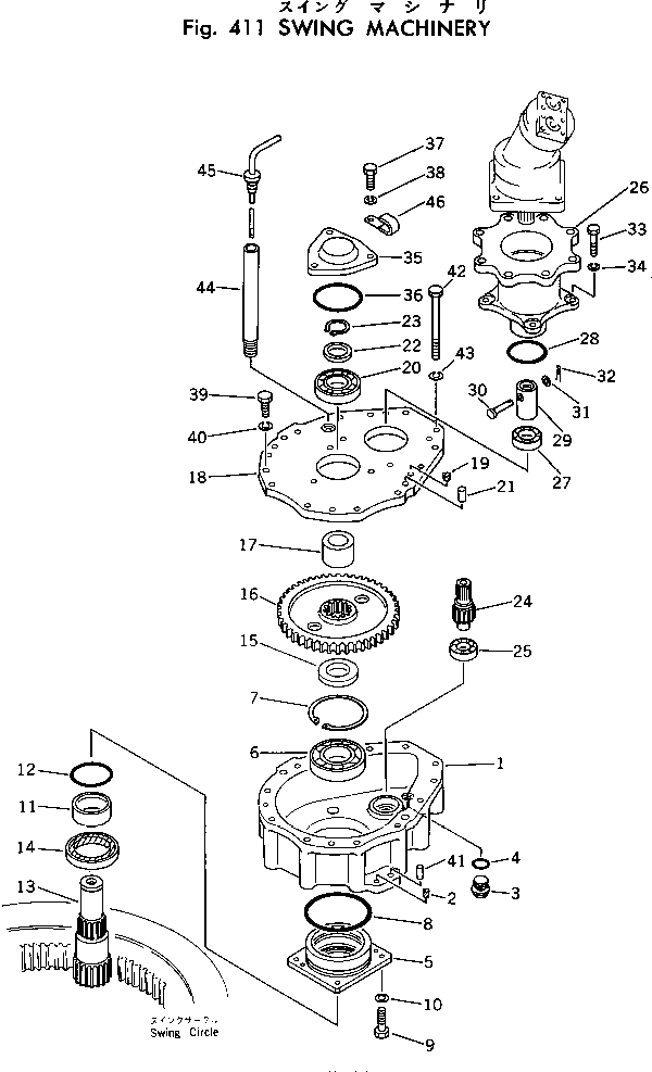 Схема запчастей Komatsu PC30-1 - МЕХАНИЗМ ПОВОРОТА ПОВОРОТН. СИСТЕМА