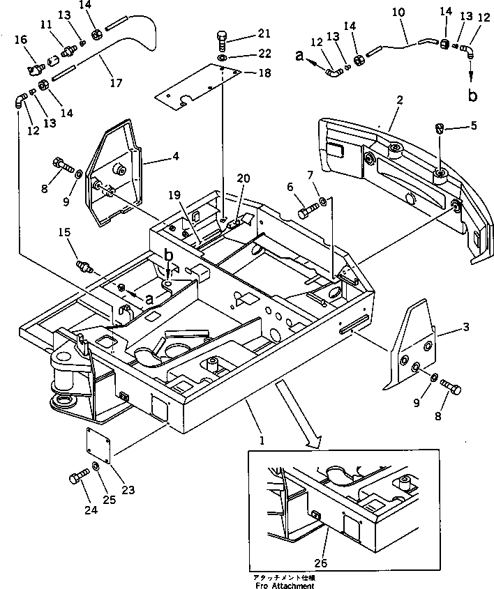 Схема запчастей Komatsu PC30-6 - ОСНОВНАЯ РАМА (ДЛЯ МОЛОТА)(№-) СИСТЕМА УПРАВЛЕНИЯ И ОСНОВНАЯ РАМА