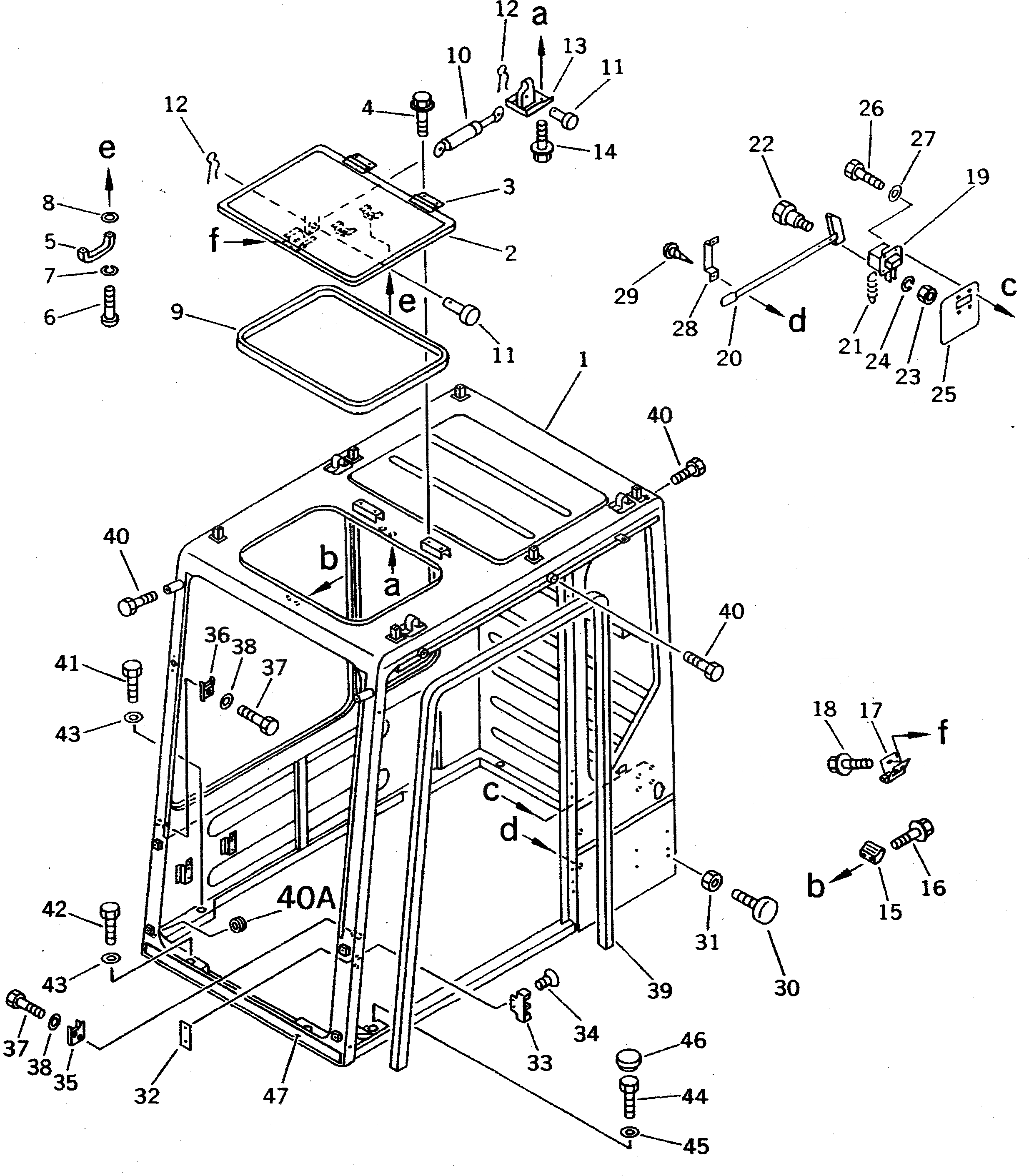 Схема запчастей Komatsu PC300 - КАБИНА (/7) (КАБИНА) (K.S.P. СПЕЦ-Я.)(№-) ЧАСТИ КОРПУСА