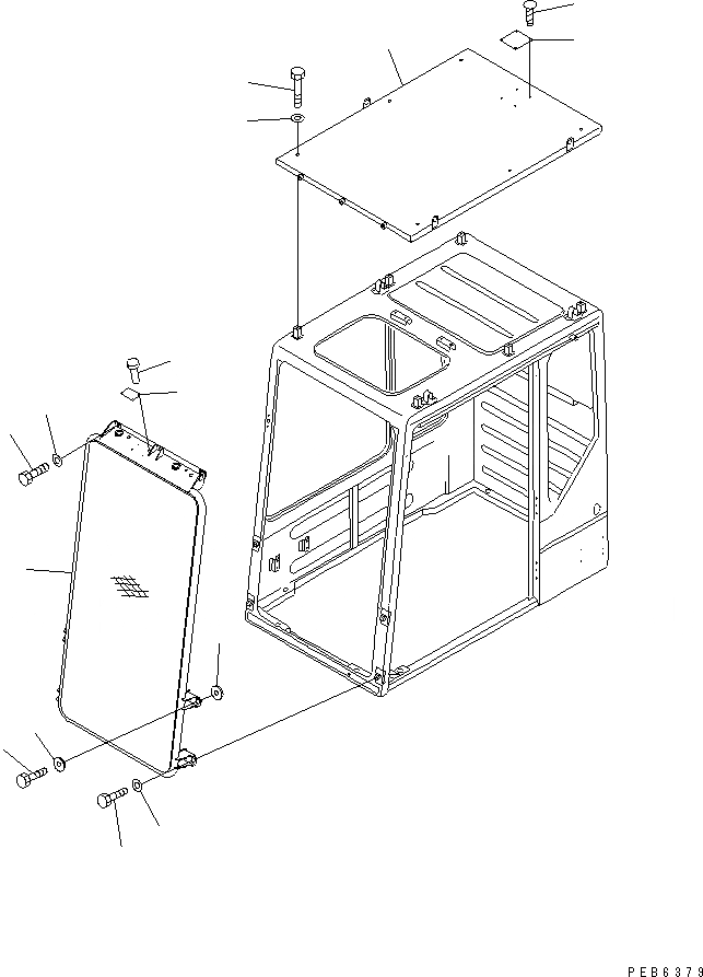 Схема запчастей Komatsu PC300 - КАБИНА ЧАСТИ КОРПУСА(№-) ЧАСТИ КОРПУСА