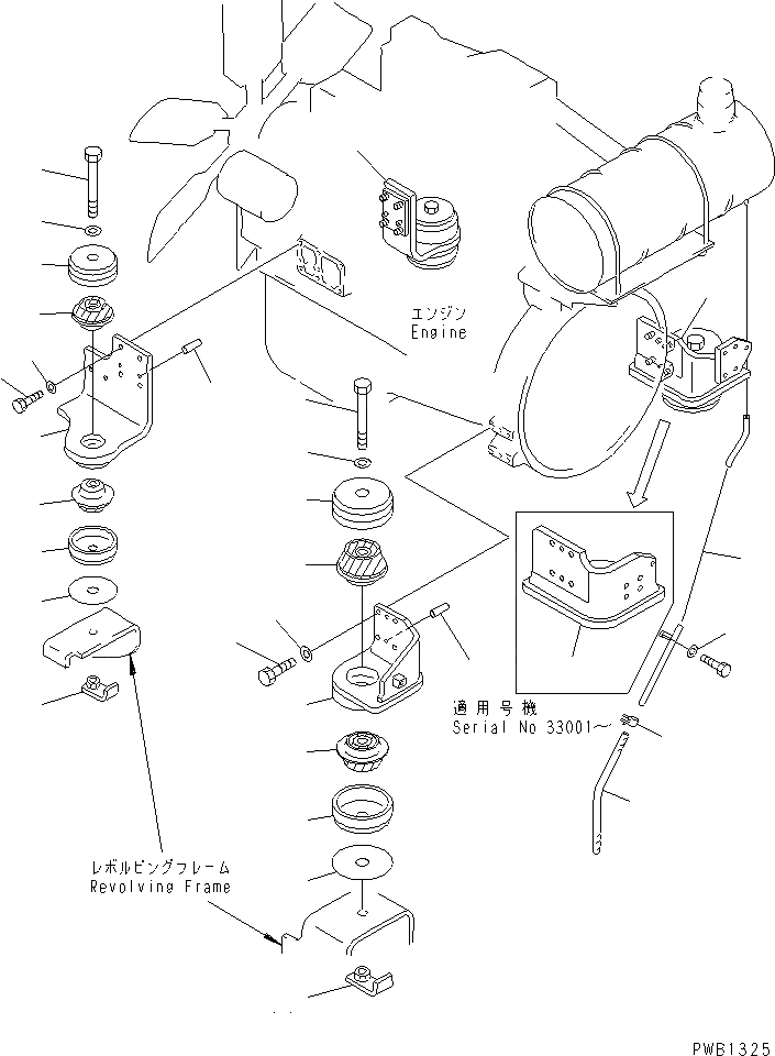 Схема запчастей Komatsu PC300-6Z - КРЕПЛЕНИЕ ДВИГАТЕЛЯ(№-7) КОМПОНЕНТЫ ДВИГАТЕЛЯ