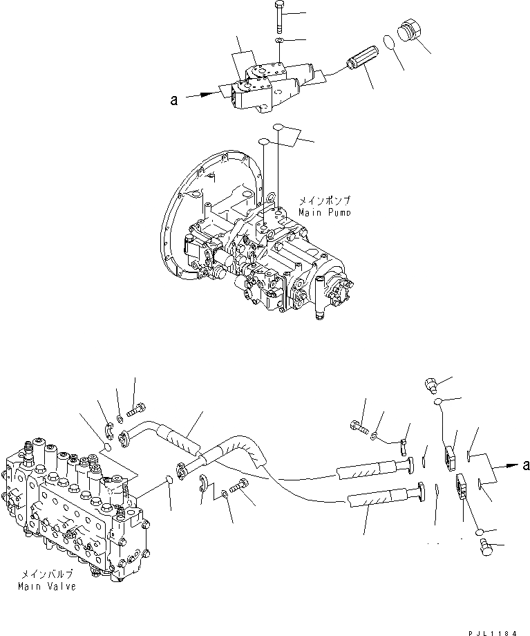 Схема запчастей Komatsu PC300-6Z - ЛИНИЯ ПОДАЧИ (БЛОК) (С ПРОПУСКНЫМ КЛАПАНОМ)(№-) ГИДРАВЛИКА