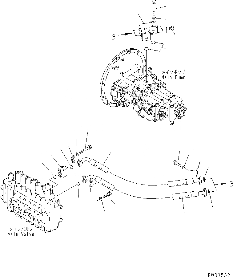 Схема запчастей Komatsu PC300-6Z - ЛИНИЯ ПОДАЧИ (БЕЗ ПРОПУСКН. КЛАПАН)(№-) ГИДРАВЛИКА