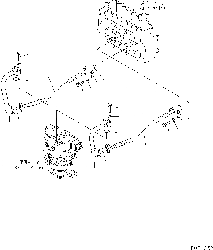 Схема запчастей Komatsu PC300-6Z - ЛИНИЯ ПОВОРОТА(№-999) ГИДРАВЛИКА