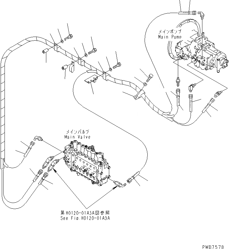 Схема запчастей Komatsu PC300-6Z - LS ЛИНИЯ (ИЗ НАСОСА В КЛАПАН)(№-) ГИДРАВЛИКА