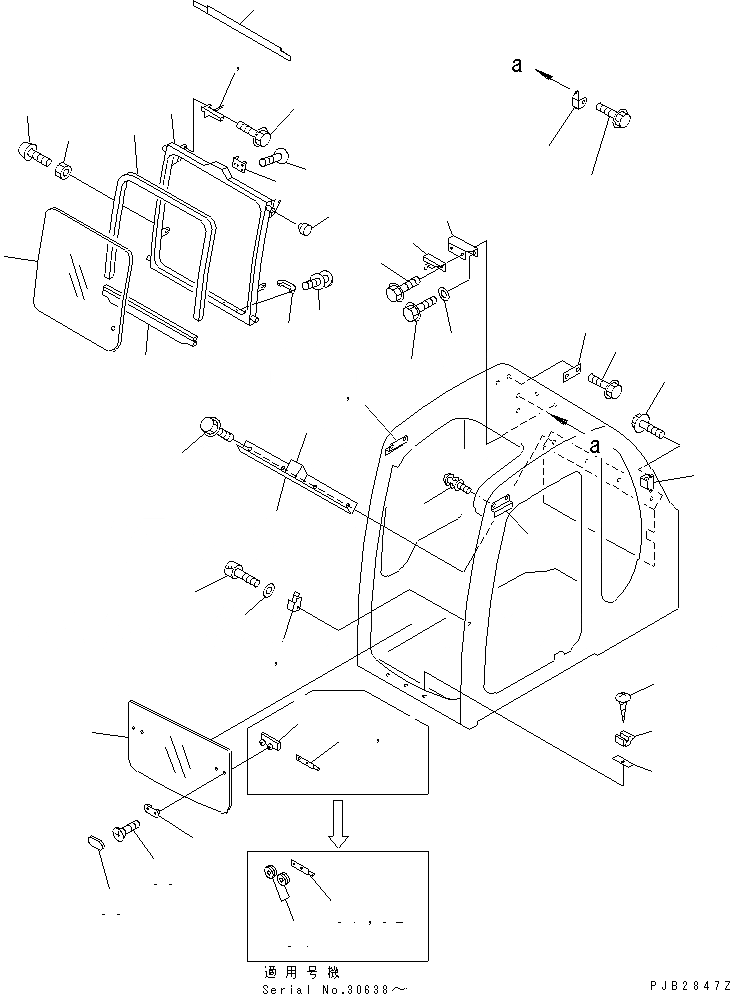 Схема запчастей Komatsu PC300-6Z - КАБИНА (ПЕРЕДН. ОКНА) (ПРОЗРАЧН. КРЫША)(№9-999) КАБИНА ОПЕРАТОРА И СИСТЕМА УПРАВЛЕНИЯ