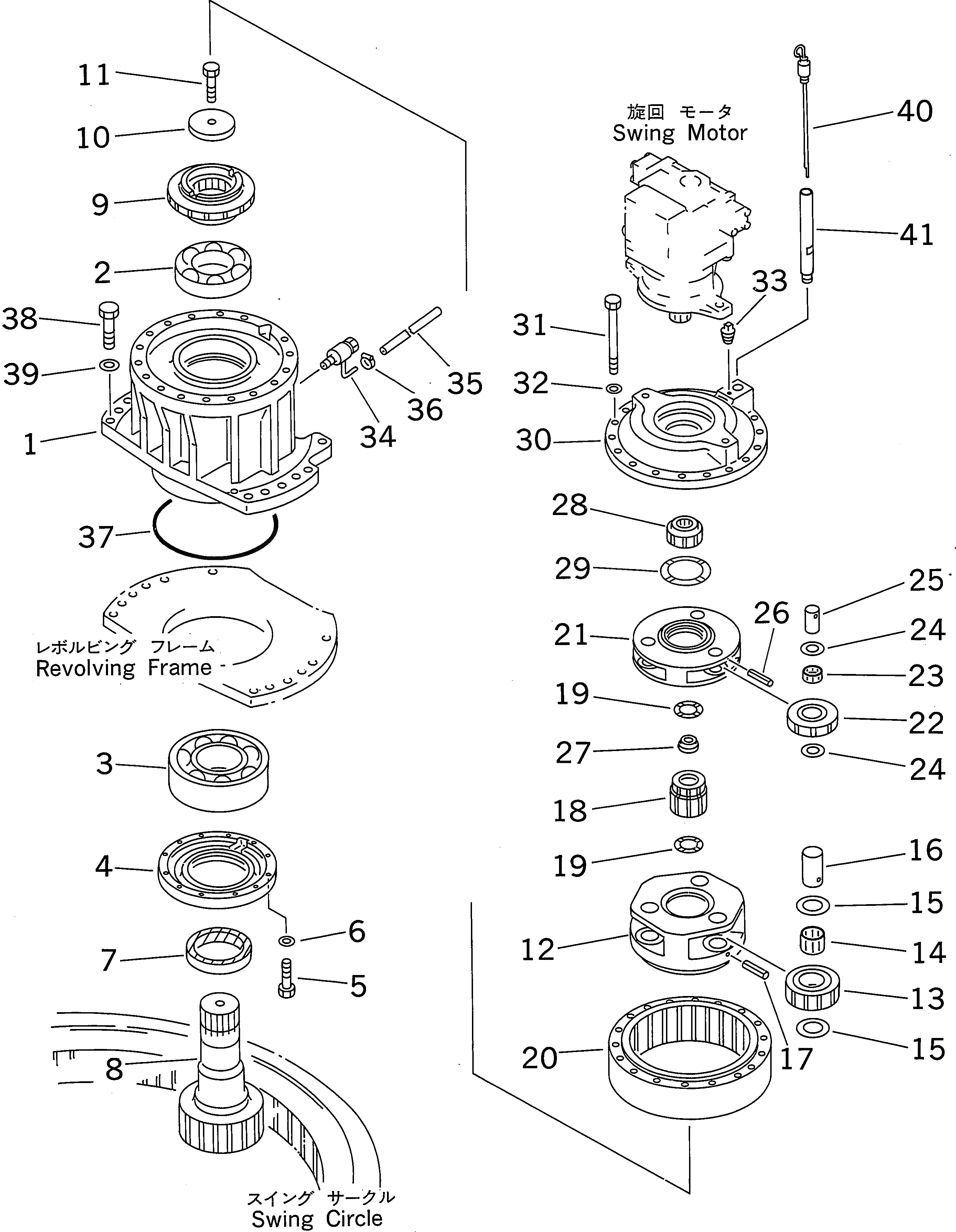 Схема запчастей Komatsu PC300-6Z - МЕХАНИЗМ ПОВОРОТА(№-999) ПОВОРОТН. КРУГ И КОМПОНЕНТЫ