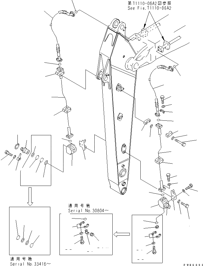 Схема запчастей Komatsu PC300-6Z - РУКОЯТЬ (.M) (ДОПОЛН. ГИДРОЛИНИЯ) РАБОЧЕЕ ОБОРУДОВАНИЕ