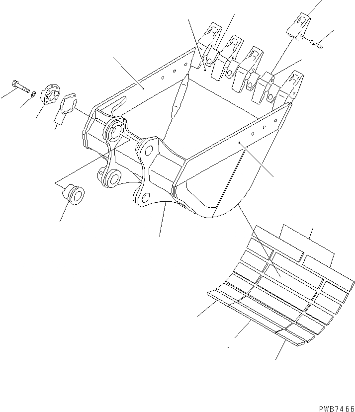 Схема запчастей Komatsu PC300-6Z - КОВШ¤ .M¤ MM (УСИЛ.) (ГОРИЗОНТАЛЬН. ПАЛЕЦ)     (С РЕГУЛИРОВКОЙ)(№-) РАБОЧЕЕ ОБОРУДОВАНИЕ