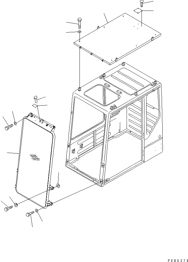 Схема запчастей Komatsu PC300-5 - КАБИНА ЧАСТИ КОРПУСА(№-) ЧАСТИ КОРПУСА