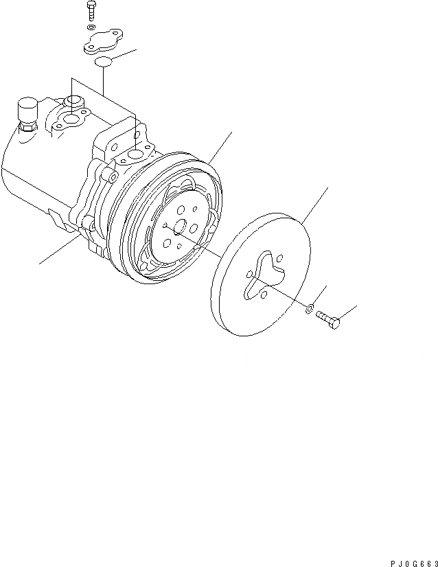 Схема запчастей Komatsu PC300-5 - КОМПРЕССОР (КОНДИЦ. ВОЗДУХА)(№-) ЧАСТИ КОРПУСА