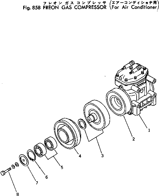 Схема запчастей Komatsu PC300-2 - FREON GAS КОМПРЕССОР ОПЦИОННЫЕ КОМПОНЕНТЫ