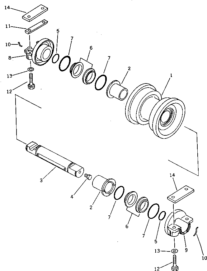 Схема запчастей Komatsu PC300-3 - ОПОРНЫЙ КАТОК (УСИЛ. СПЕЦ-Я.) СПЕЦ. APPLICATION ЧАСТИ¤ МАРКИРОВКА¤ ИНСТРУМЕНТ И РЕМКОМПЛЕКТЫ