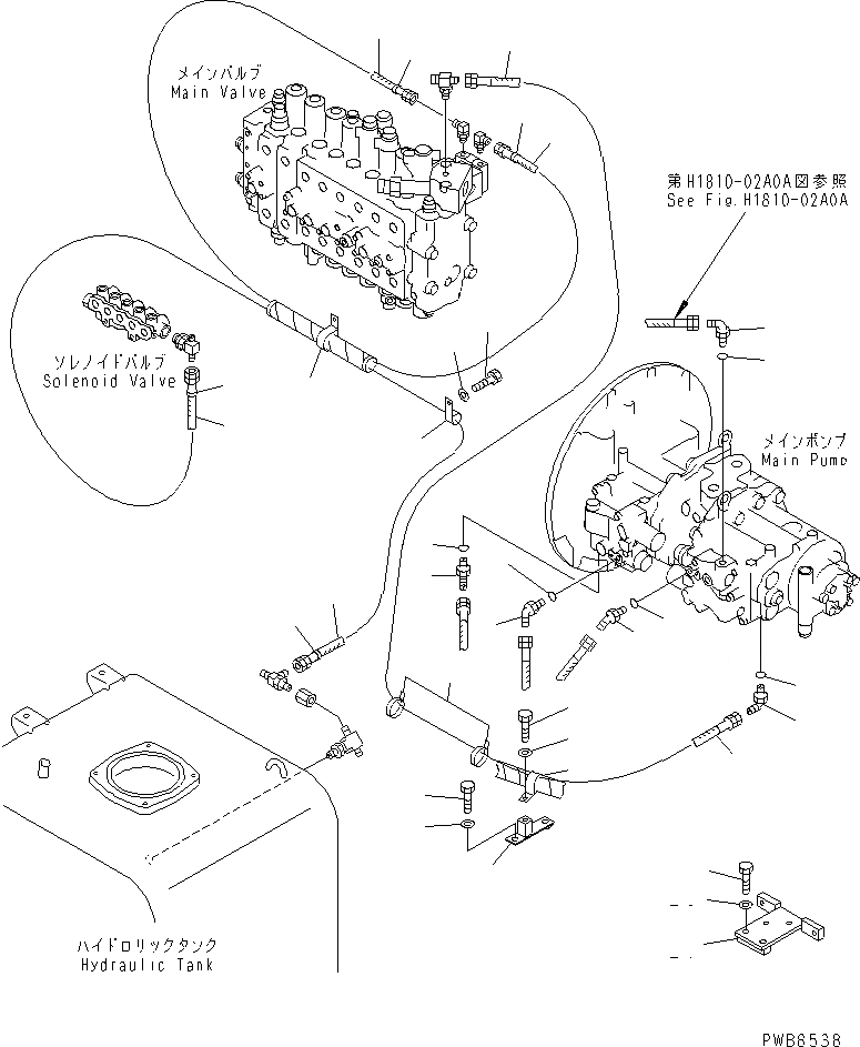 Схема запчастей Komatsu PC300-6Z - LS ЛИНИЯ (ЛИНИЯ НАСОСА) (БЕЗ КЛАПАНА EPC)(№-) ГИДРАВЛИКА