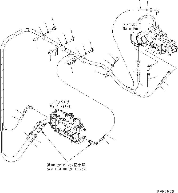 Схема запчастей Komatsu PC300-6Z - LS ЛИНИЯ (ИЗ НАСОСА В КЛАПАН)(№-) ГИДРАВЛИКА