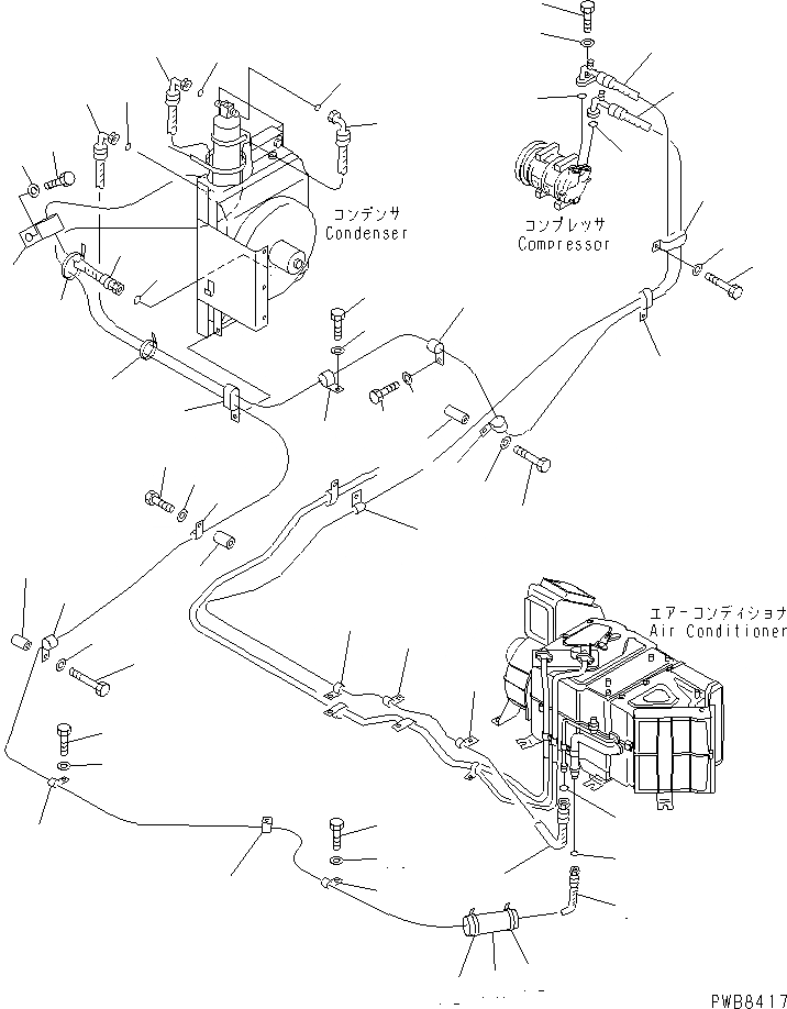 Схема запчастей Komatsu PC300-6Z - КОНДИЦ. ВОЗДУХА (ЛИНИЯ ОХЛАЖДЕНИЯS)(№7-) КАБИНА ОПЕРАТОРА И СИСТЕМА УПРАВЛЕНИЯ