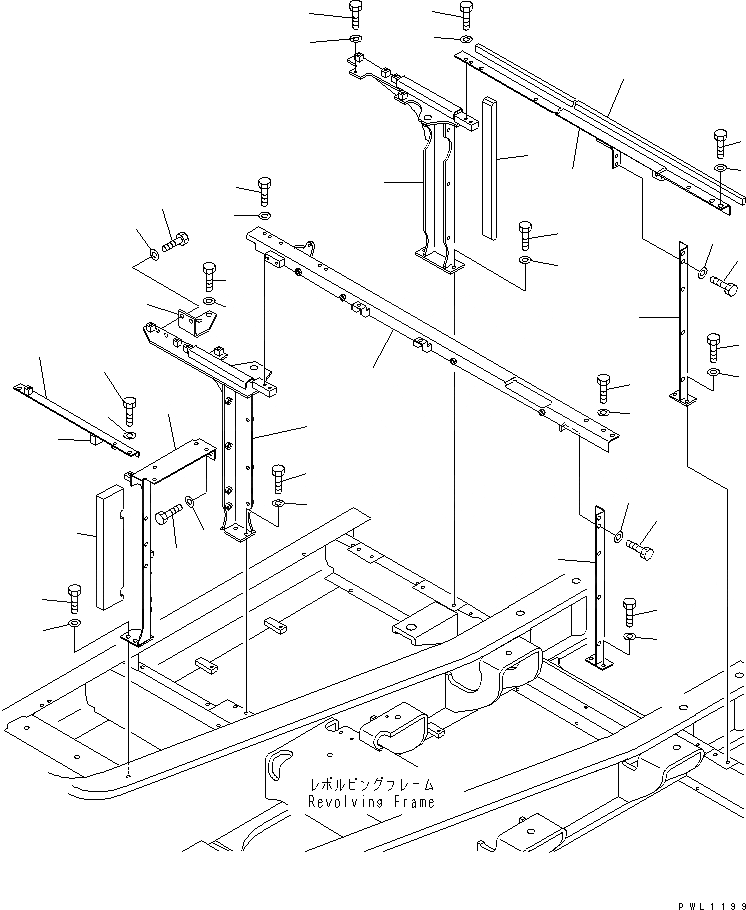 Схема запчастей Komatsu PC300-6Z - РАМА (КАБИНА) (БЕЗ КОНДИЦИОНЕРА)(№-) ЧАСТИ КОРПУСА